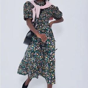 Tuckernuck Hyacinth House NEW Black Floral Smocked Samantha Midi Dress XX Large